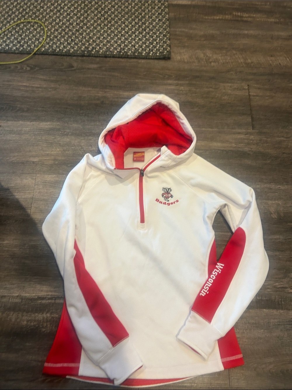 Campus Heritage White and Red Hooded Quarter-Zip Pullover